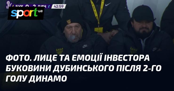 Зображення. Вираз обличчя та емоції інвестора з Буковини Дубинського після другого голу Динамо.